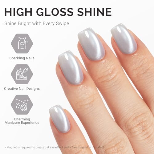 Image of MelodySusie Jeweliver Cat Eye Gel Nail Polish, Bright Fine Silver Glitter Holographic Magnetic Nail Polish with Magnet, 0.5 Fl Oz, UV Nail Polish for Nail Art Manicure Salon DIY at Home G1080