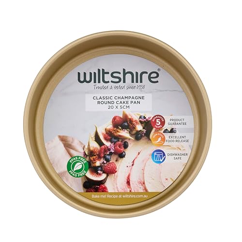 Wiltshire Champagne Gold Round Cake Pan 20cm – PFAS Free Non-Stick 20 x 5cm Baking Tin, Oven Safe to 220°C, Dishwasher Safe Deep Round Cake Mould for Layered Sponge Cakes