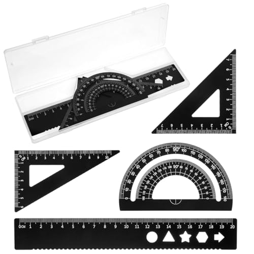 JEYORZY Ensemble de Règles d'Échelle pour Architectes en Métal - 4 Pièces de Dessin Technique, Outils de Géométrie pour Mathématiques, Rapporteur et...