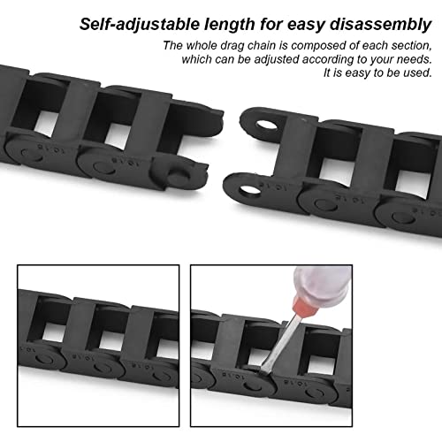 10 X 15 Mm Schleppkette, Schwarzer Kabelschleppkette, Verschleißfeste Flexibler Schleppkettenkabel mit Endverbindern für CNC Maschinen, 1 M Länge Drahtträger Energieketten
