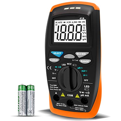 Digital Multimeter, BT-41A TRMS Multimeter Auto Ranging Multimeter Tester for Ohm Volt Amp and Diode Voltage Tester Meter with NCV function