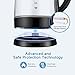 Habor Electric kettle, Water Boiler 1500W Fast Heating Tea Pot, 1.8 Quart (1.7 L) Blue LED Lights Bright Glass Body, Auto Shut-Off Boil-Dry Protection Stainless Steel Inner Lip