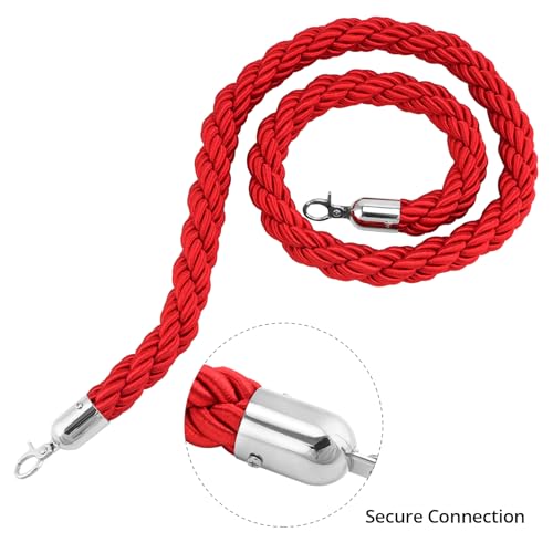 QWORK® 1.5 m Rotes Flexibarrier Absperrkordel, Kordel für Warteschlangen, für Hotels, Clubs, Banken und Veranstaltungen