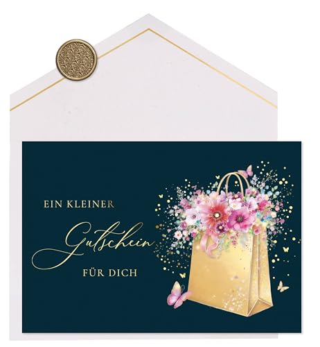 Joli Coon Papeterie Ein kleiner Gutschein Karte STARDUST - Premium Gutschein zum selber ausfüllen mit Kuvert und echtem Wachssiegel