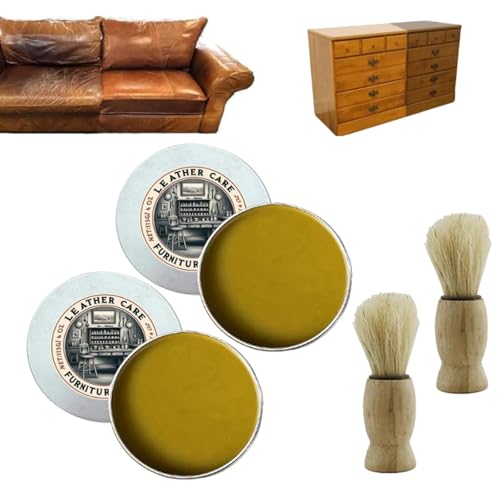 Carolina Furniture Salve, Carolina Furniture Collective Salve, Furniture Salve for Leather, Leather Salve Repair Cream with Brush, Polisher, Moisturizer, and Restorer for Couches (2 Set)