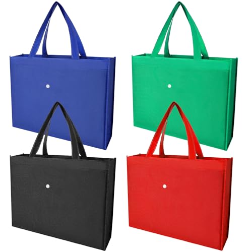 Zuimei 4 Pack Reusable Shopping Bag Foldable Grocery Bags Multi-Purpose 4-Color Utility Shopper Bag Heavy Duty Tote Bags with Reinforced Handles, Stands Upright, Water-Resistant