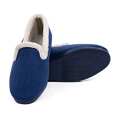 N/S CoboFamily Zapatillas de Casa Mujer Otoño Invierno Casual Cómodas, Zapatos Suapel con Tacón Cuña Punta Cerrada Multicolor, Suela Caucho HECHO EN ESPAÑA (Marino, 38)