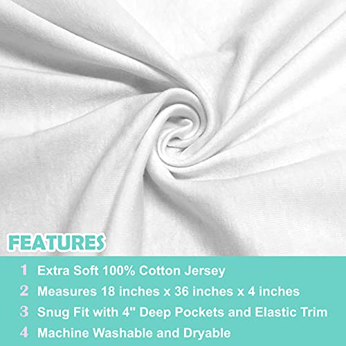 Image of TL Care Printed 100% Natural Cotton Jersey Knit 18 x 36 Cradle /Bassinet Sheet - Fitted, White, Soft Breathable, for Boys and Girls