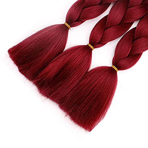 WoWCFyyds Ombre Braiding Hair Extensions 3 Packs Kanekalon Hair Jumbo Braids Extensions hair 24 inch Synthetic Hair Extensions for Braiding（Black-Wine red） - Image 4
