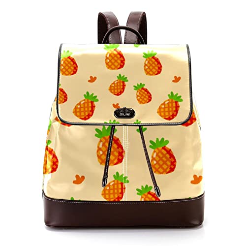 Sac à dos ordinateur portable cuir PU imprimé motif ananas multicolore