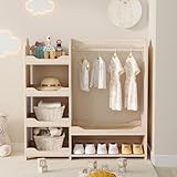 Gelukueub Perchero infantil con barra para colgar y 4 estantes, 110 x 39 x 110 cm