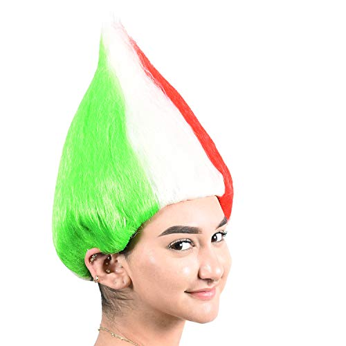 Cece Italy Flag Troll Wig Colorful Hairpiece For Halloween Sport Football Fan Costumes Party #TOP3