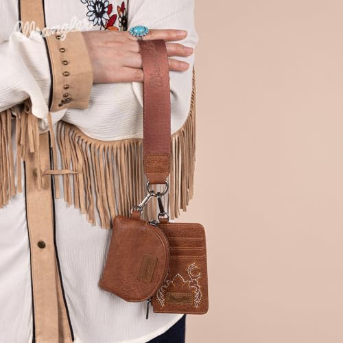Image of Wrangler Keychain Wristlet Wallets for Women Western Dual Pouch Wristlet Credit Card Holder Wallet