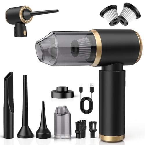 NIWOHOM Aspirador de Mano, 15000 PA Aspirador Coche Potente Portátil Recargable con Ajuste de 2 Niveles, 120W 4 en 1 Aspiradora de Mano sin Cable para el hogar,sofá, Mascota, Automóvil, Cocina