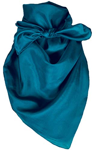 Wyoming Traders Solid Cowboy Wild Rag 100% Silk Scarf Bandana Multiple Colors L 34.5" And Xl 42" (Teal, 34.5") #TOP26