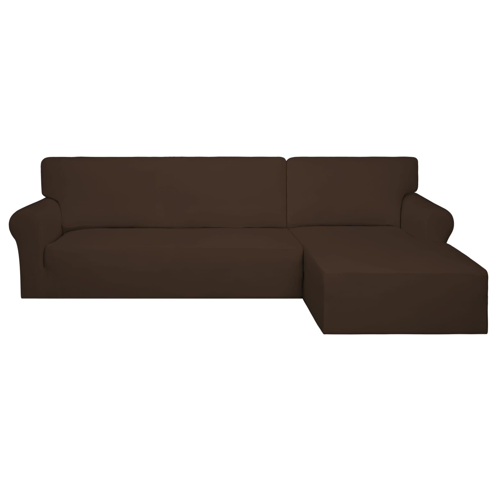 PureFit Super Stretch Sectional Couch Covers - 2 pcs Spandex Non Slip Sofa Covers with Elastic Bottom for L Shape Sectional Sofa Couch, Great for Kids & Pets (3 Seat Sofa + 2 Seat Chaise, Coffee)