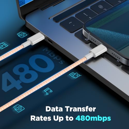 Image of USB C to USB C Cable 6FT+10FT 2Pack 60W iPhone 17 16 15 Charger Cord Long Type C to C Cable Fast Charging for Apple iPhone 17 16 15 /Pro /Pro Max /Plus /iPad Pro Air /MacBook /Air /Mini /Samsung Galaxy-Orange
