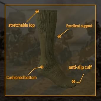 Diamond Star Men's Military Boot Socks Quick-Dry Cotton Crew Socks for Army, Firefighters, Police, Hiking & Trekking