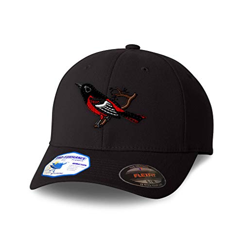Flexfit Hats for Men & Women Animal Bird Wildlife Baltimore Oriole Polyester Dad Baseball Cap Black Design Only Large XLarge