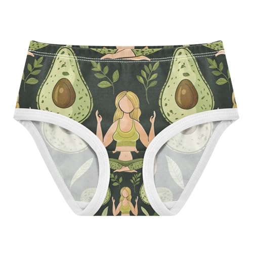 Toddler Briefs, Funny Avocado Green Girls Cotton Underwear, 2T–8 Years