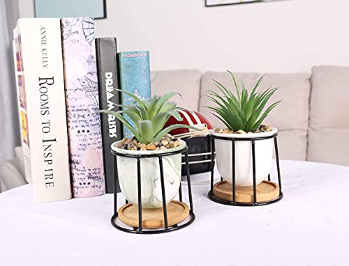 Letinaner Artificial Succulent Plants Faux Pineapple In Pots Artificial Green Plants With Black Birdcage-Shaped Stand, Perfect For Home Office Bathroom Kitchen Decoration, Set Of 2 #TOP3