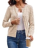 Lightweight Cream Cardigans for Women Trendy, Long Sleeve Spring Outfits for Women 2026, Knit Dressy Shrug Sweaters XL