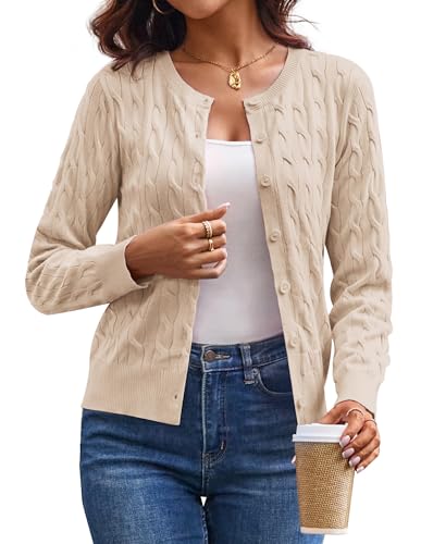 Lightweight Long Sleeve Cream Cardigan for Women