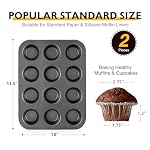 Muffin Pans for Baking, Nonstick Cupcake Tin with 120 Parchment Liners, 2 Pack 12 Cup Premium Cheesecake Trays - Gray - Image 3