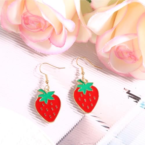 Strawberry Dangle Earrings for Women, Red Cute Strawberry Earring Fruit Drop Dangle Jewelry for Women Fashion Holiday Party Accessories3