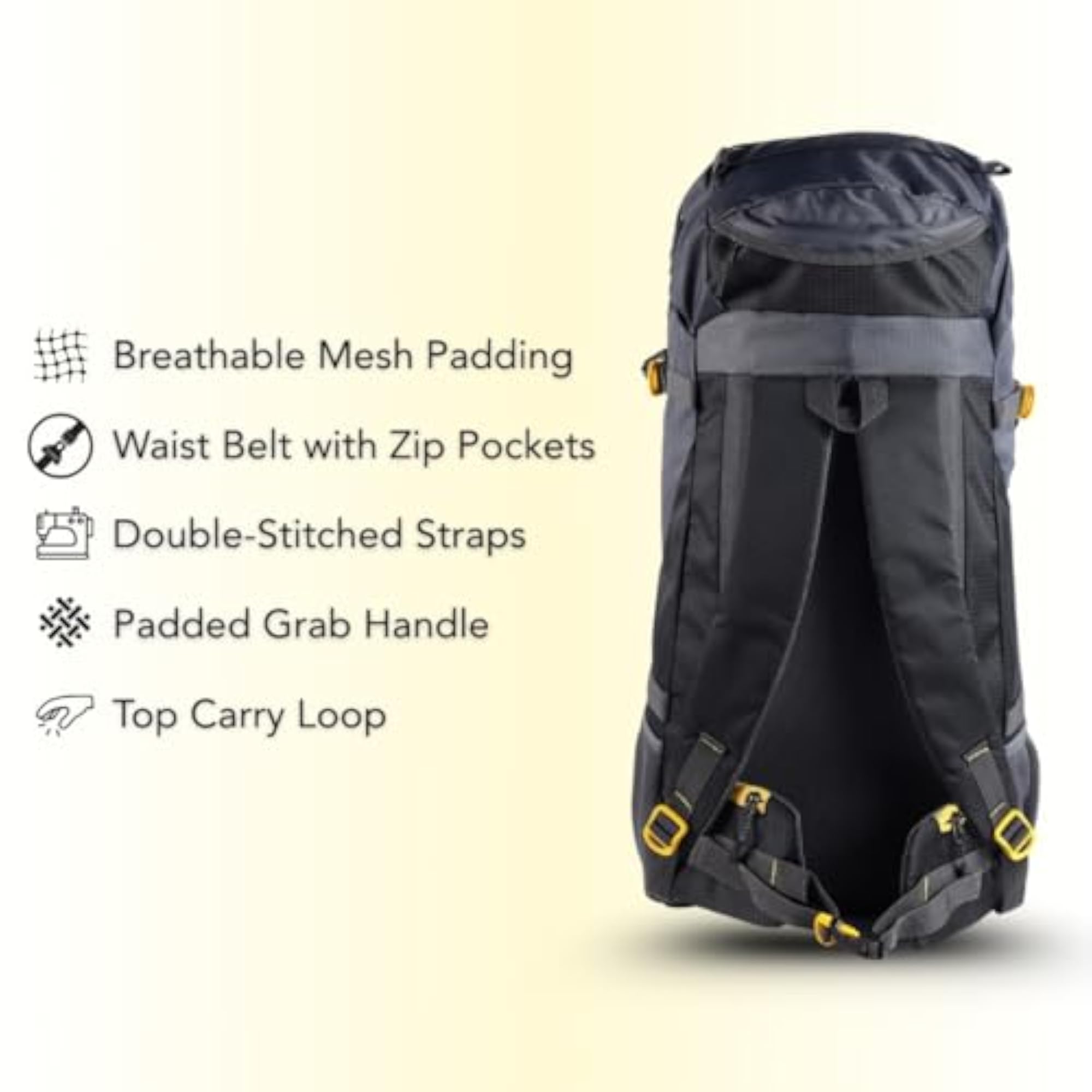 Inverse 65L Travel Bag with Rain Cover, Water Resistant