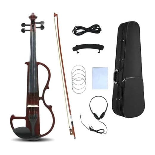 WUQIMUSC Electric violin 4/4 full size Silent Electric Violin Solid Wood body Ebony Fittings with case,bow, headphone,cable,strings for Students, Beginners and Adults (Wine red), EV8 small jack