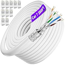 Cat 7 Ethernet Cable 200ft10 RJ45,Outdoor&Indoor, SFTP Cat 7 Triple Shielded Ethernet Cable, Heavy Duty High Speed 10Gbps 600Mhz, Direct Burial, Weatherproof, UV Resistant for Gaming, Cat7 200 feet