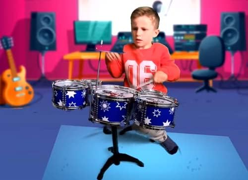 Drum Set for Kids Jazz Drum Kit with 5 Drums Musical Toy Kids Drum Set for Toddlers Instruments Toys for 3 4 5 Year Old Boys Girls Gifts (Blue) 3