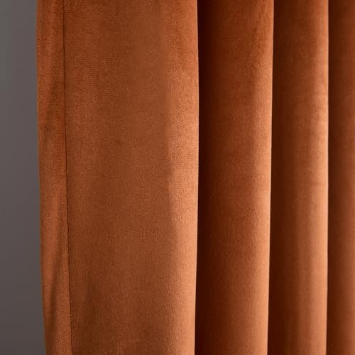 Roslynwood Velvet Orange Curtain 84 inches Long - Curtains Block Light Rod Pocket Thermal Insulated Window Drapes Set for Living Room/Bedroom/Kitchen Room, W52 x L84, 2 Panels - Thumbnail 7