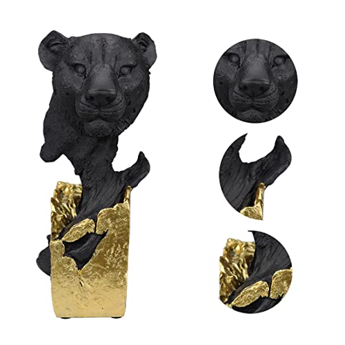 Polyroyal Black Cheetah Bust Statue,Panther Head Figurine, 9.2" H Cheetah Decor Animal Statues Decor For Home Office Decor,Gift For Any Animal Lover #TOP1