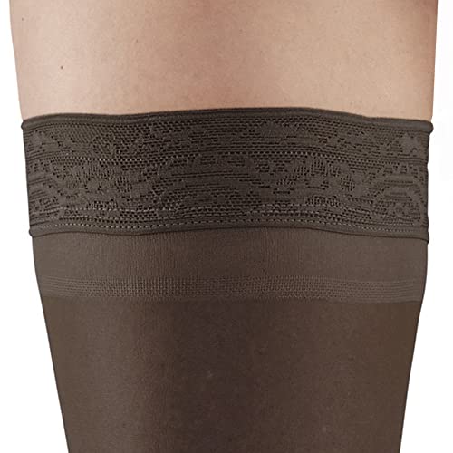 Ames Walker Aw Style 74 Soft Sheer 8-15Mmhg Thigh Highs W/Band Black Small #TOP2