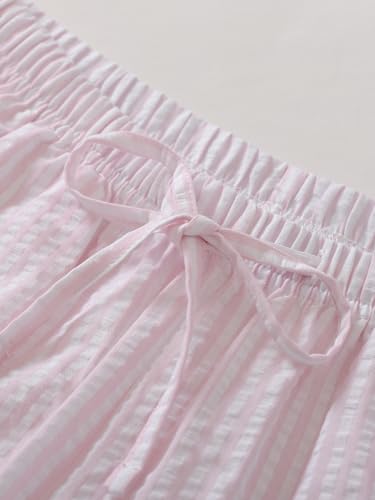 Image of Latuza Women's Cotton Bermuda Long Pajama Shorts Seersucker PJ Sleep Shorts