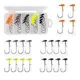 Eupheng Ned Rig Jig Heads, 1/16oz 1/8oz 1/4oz 20PCS Finesse Mushroom Jig Hooks, Flat Shroom Head Jig for Bass Fishin