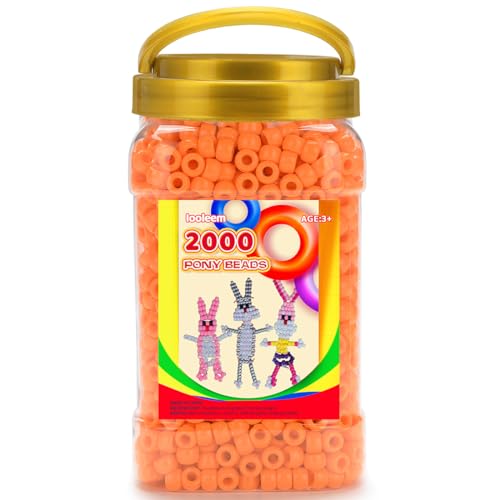 Iooleem Pony Beads(2000pcs Orange Pony Beads), Beads for Bracelets Making, Beads for Crafts, Beading Supplies, Friendship Bracelets Making.