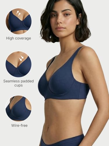 Image of Enamor Bamboo Cotton IO05, Plunge, Everyday Women's T-Shirt Bra - 3X Softer, 4X More Absorbent & Antimicrobial, Padded, Wirefree, High Coverage