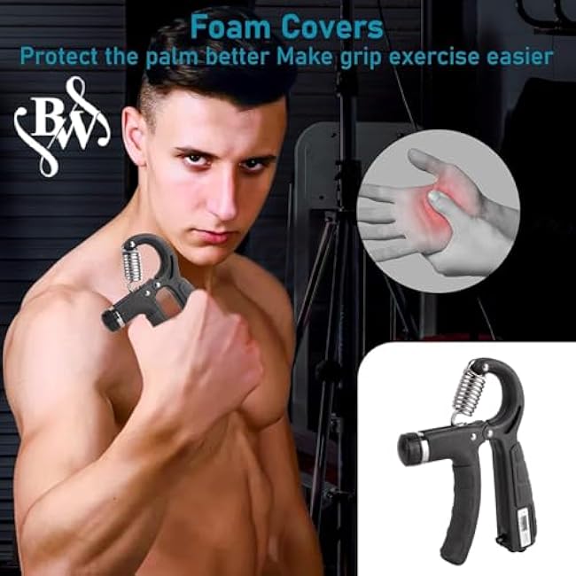 Adjustable Hand Grip Strengthener (22¨C132 lbs) with Rep Counter Forearm Finger Wrist Exerciser for Strength Training Rehab Athletes Musicians Non Slip Ergonomic Gripper for Sports Men and Women
