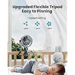 Gaiatop Mini Portable Stroller Fan, Battery Operated Small Clip on, Detachable 3 Speed Rechargeable, 360° Rotate Flexible Tripod Better Cooling for Car Seat Crib Treadmill Travel Black - Image 3