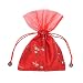 SumDirect 5Pcs 6X9 inches Brocade Organza Jewelry Pouch Bags,Drawstring Gift Bags (Red)