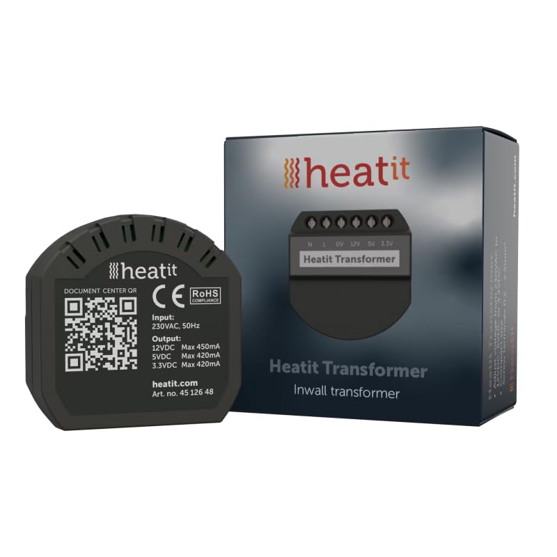 Heatit Transformateur - Alimentation 230V vers 3,3V / 5V / 12V DC - Format encastrable