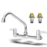 Wall Mount Kitchen Faucet for Sink: GOSIFACA 8 inch Center Commercial Sink Faucte with 8' Swivel Spout - Ideal for Restaurant Compartment Sinks