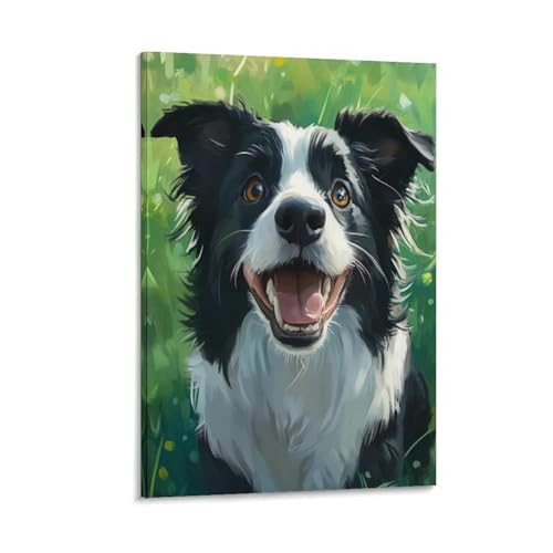 Toile Border Collie moderne cadre mural pour salon et chambre