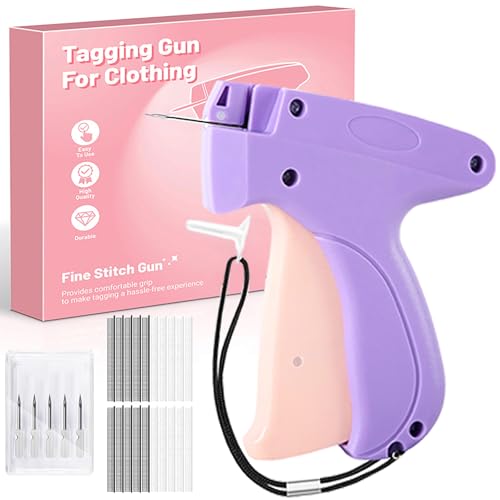 Fine Stitch Gun for Clothes, Stitchy Microstitch Gun, Quick Clothing Fixer, Handheld Stitch Tagging Gun for Clothing, Mini Sewing Gun Kit with 6 Needles, 1000 Black & 1000 White Fasteners (Purple)