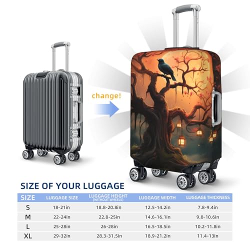 Travel Luggage Cover Mysterious Tree Birds Spandex Suitcase Protector Washable Baggage Covers Fashion Elastic Scratch-Resistant Luggage Cover Protector Fits 18-32 Inch Luggage4