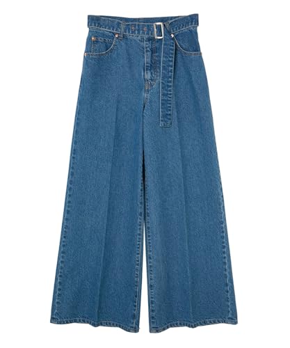 [ビス] 洗える センタープレスワイドデニム ブルー（44） M