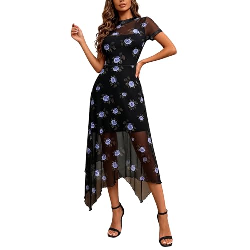 Vestido gótico floral para citas casuales y paseos urbanos de tarde